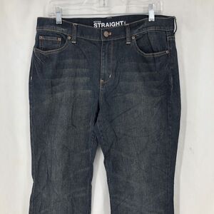 New York & Company Mid Rise Straight Dark Dirty Wash Denim Jeans 10 (34x32)